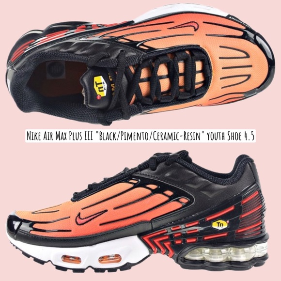 Nike Air Max Plus III "Black/Pimento/Ceramic-Resin" YOUTH Shoe size 4.5 ✨ - Picture 16 of 16